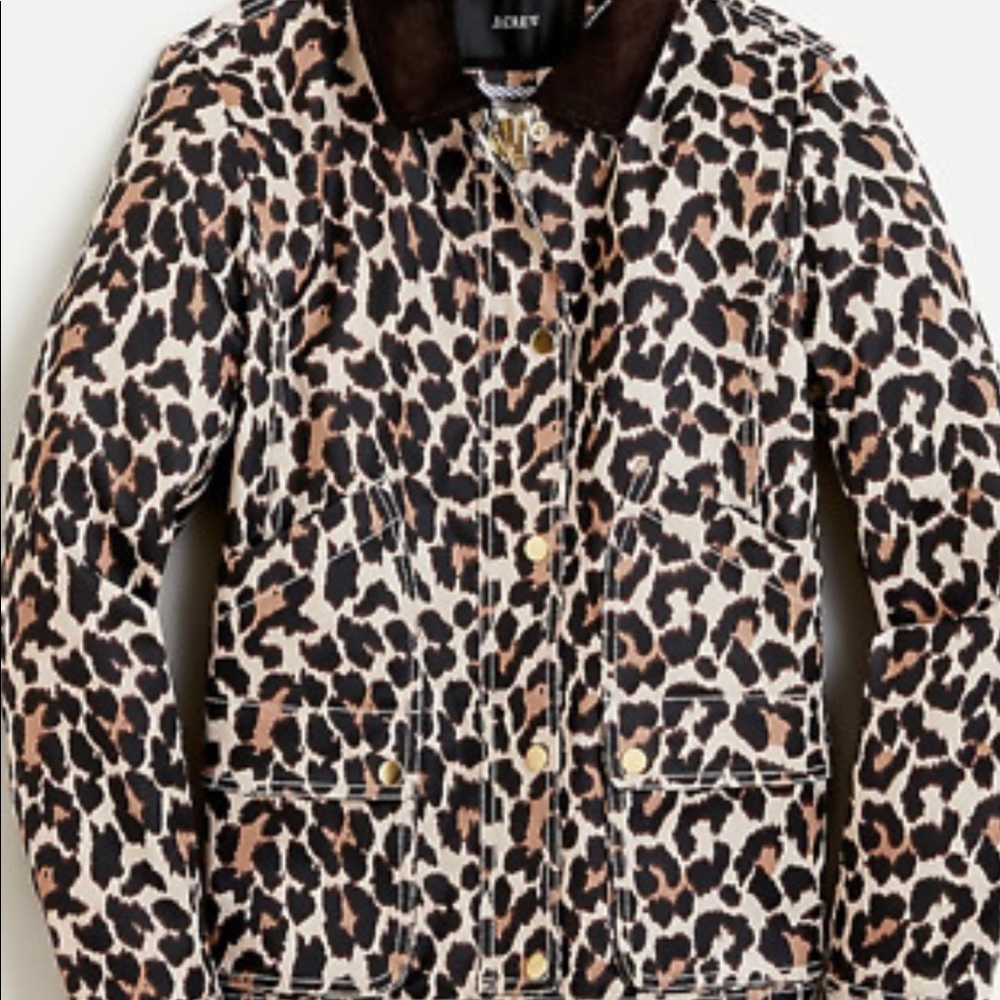 J. Crew leopard print barn jacket size small